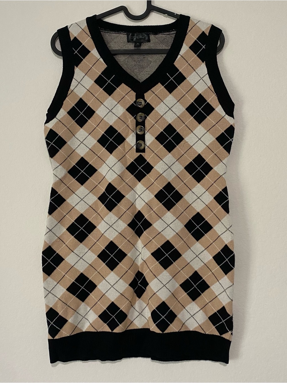 Argyle Knit Sleeveless Dress